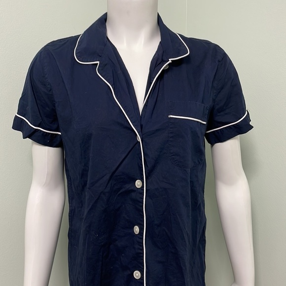 J. Crew Navy and White Button Down Pajama Shirt size small - Picture 2 of 4